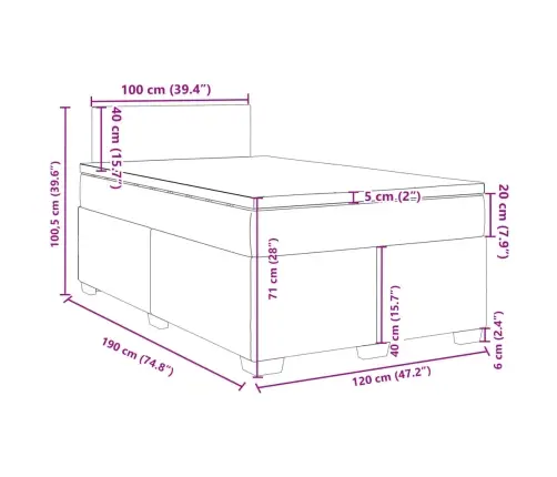 Atsperu Gulta Ar Matraci, Krēmkrāsas Audums, 120X190 Cm Vidaxl
