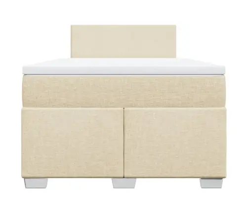 Atsperu Gulta Ar Matraci, Krēmkrāsas Audums, 120X190 Cm Vidaxl