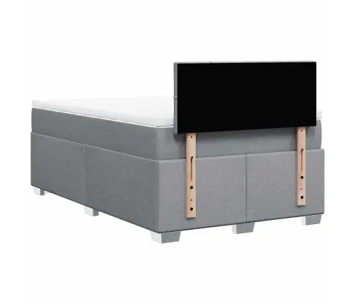 Atsperu Gulta Ar Matraci, Gaiši Pelēka Audums, 120X190 Cm Vidaxl