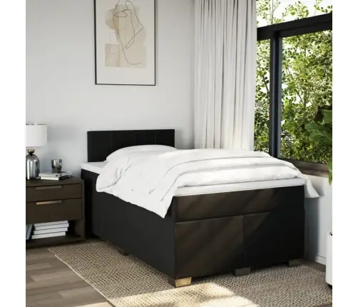 Lova Su Spyruoklėmis Ir Čiužiniu, Juoda, 120X190cm Audinys