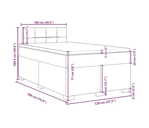 Atsperu Gulta Ar Matraci, Zils Audums, 120X190 Cm Vidaxl