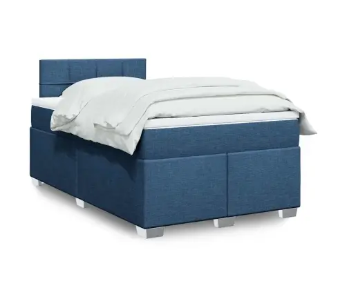 Atsperu Gulta Ar Matraci, Zils Audums, 120X190 Cm Vidaxl