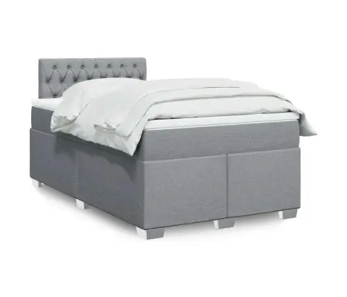 Atsperu Gulta Ar Matraci, Gaiši Pelēka Audums, 120X190 Cm Vidaxl