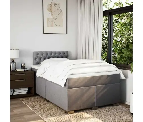 Atsperu Gulta Ar Matraci, Pelēkbrūns Audums, 120X190 Cm Vidaxl