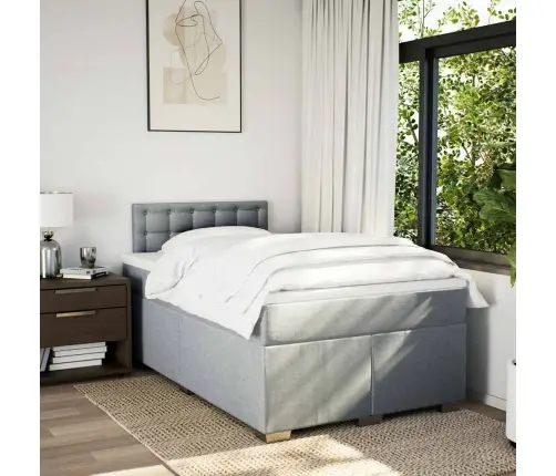 Atsperu Gulta Ar Matraci, Gaiši Pelēka Audums, 120X190 Cm Vidaxl