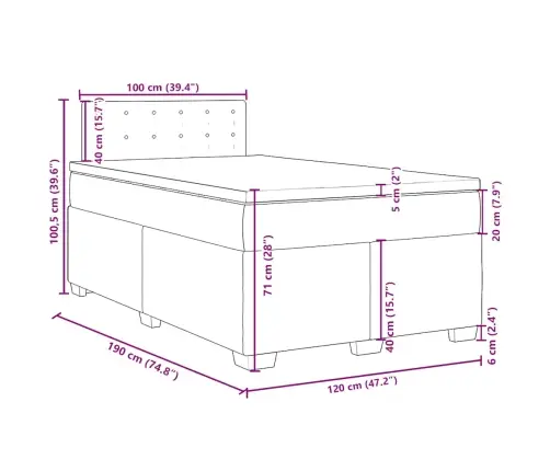 Atsperu Gulta Ar Matraci, Gaiši Pelēka Audums, 120X190 Cm Vidaxl