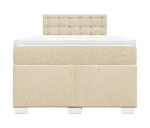 Lova Su Spyruoklėmis Ir Čiužiniu, Kreminė, 120X190cm Audinys