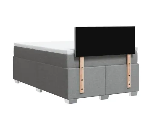 Atsperu Gulta Ar Matraci, Gaiši Pelēka Audums, 120X200Cm Vidaxl