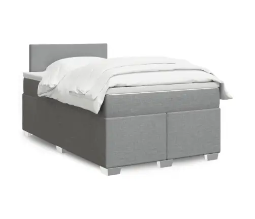 Atsperu Gulta Ar Matraci, Gaiši Pelēka Audums, 120X200Cm Vidaxl