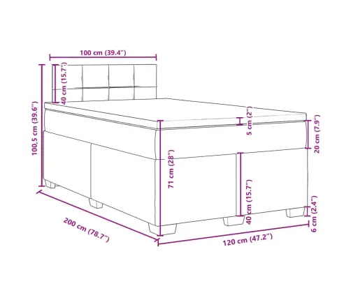 Lova Su Spyruoklėmis Ir Čiužiniu, Pilka, 120X200cm Audinys Lova Su Spyruoklėmis Ir Čiužiniu, Pilka, 120X200cm Audinys