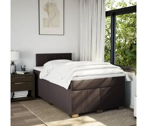 Atsperu Gultas Rāmis Ar Matraci, Tumši Brūna, 120X200Cm, Audums Vidaxl