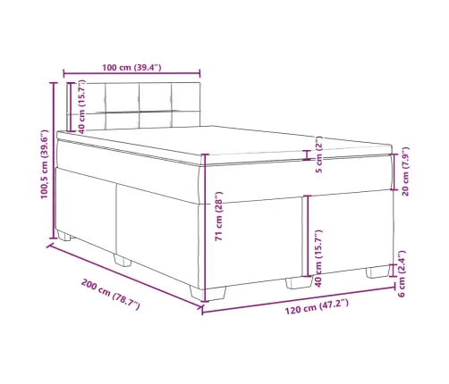Atsperu Gultas Rāmis Ar Matraci, Tumši Brūna, 120X200Cm, Audums Vidaxl