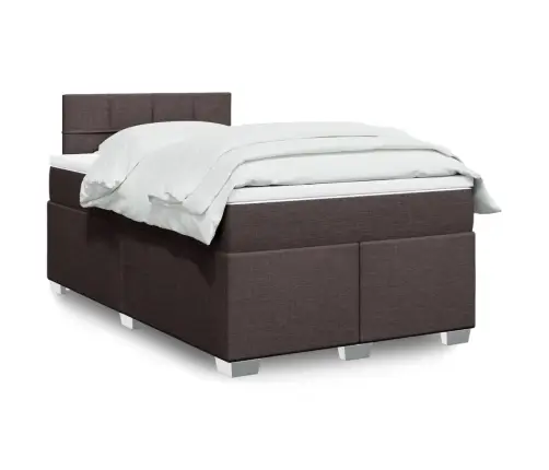 Atsperu Gultas Rāmis Ar Matraci, Tumši Brūna, 120X200Cm, Audums Vidaxl