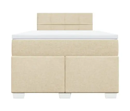 Lova Su Spyruoklėmis Ir Čiužiniu, Kreminė, 120X200 cm Audinys