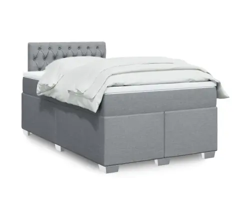 Atsperu Gulta Ar Matraci, Gaiši Pelēka Audums, 120X200Cm Vidaxl