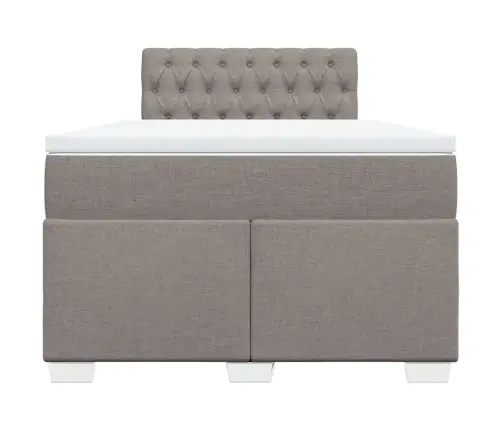 Atsperu Gultas Rāmis Ar Matraci, Pelēkbrūns, 120X200 Cm, Audums Vidaxl