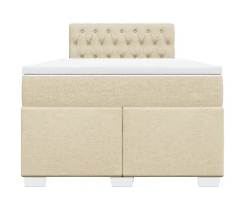 Lova Su Spyruoklėmis Ir Čiužiniu, Kreminė, 120X200 cm Audinys