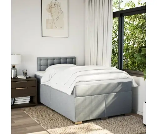 Atsperu Gulta Ar Matraci, Gaiši Pelēka Audums, 120X200Cm Vidaxl