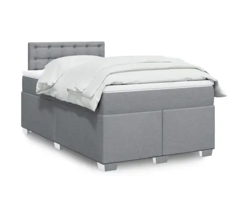 Atsperu Gulta Ar Matraci, Gaiši Pelēka Audums, 120X200Cm Vidaxl