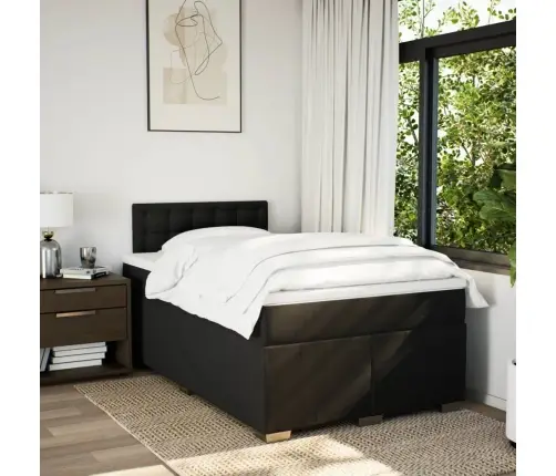 Lova Su Spyruoklėmis Ir Čiužiniu, Juoda, 120X200 cm Audinys