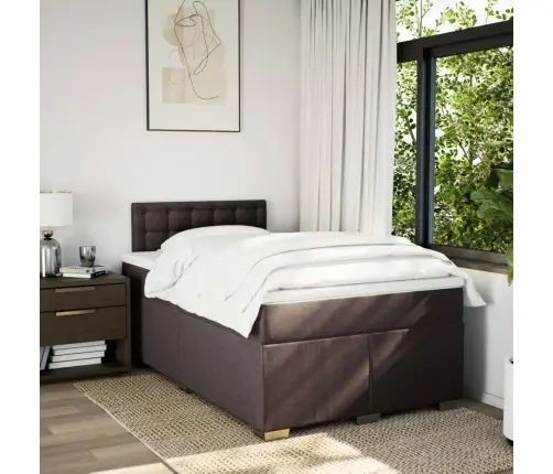 Lova Su Spyruoklėmis Ir Čiužiniu, Ruda, 120X200 cm Audinys