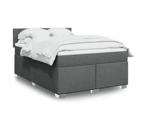 Lova Su Spyruoklėmis Ir Čiužiniu, Tamsiai Pilka, 140X200 Cm