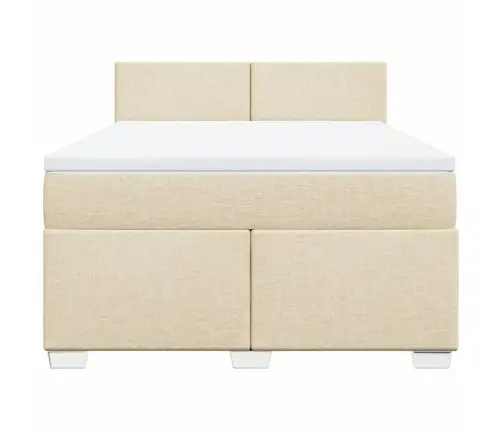 Lova Su Spyruoklėmis Ir Čiužiniu, Kreminė, 140X190 cm Audinys