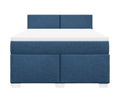 Lova Su Spyruoklėmis Ir Čiužiniu, Mėlyna, 140X190 cm Audinys