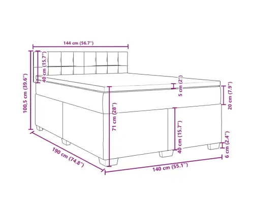 Lova Su Spyruoklėmis Ir Čiužiniu, Pilkas, 140X190cm Audinys