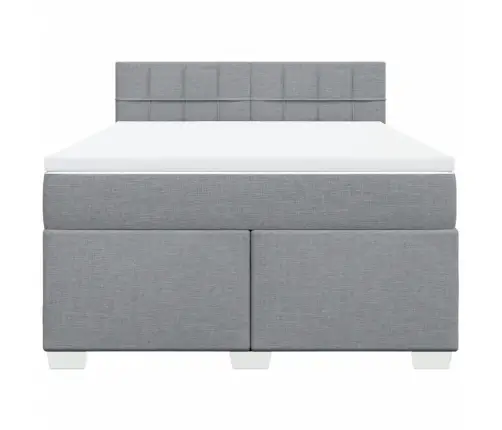 Lova Su Spyruoklėmis Ir Čiužiniu, Pilkas, 140X190cm Audinys