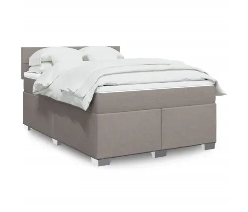 Atsperu Gulta Ar Matraci, Pelēkbrūns Audums, 140X190 Cm Vidaxl