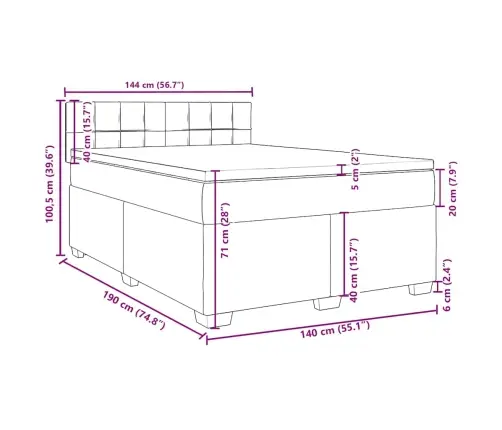 Atsperu Gulta Ar Matraci, Krēmkrāsas Audums, 140X190 Cm Vidaxl