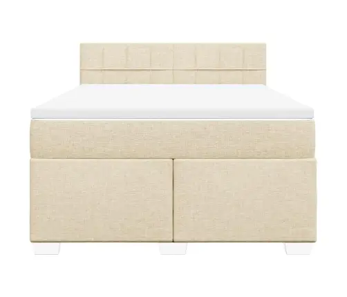 Atsperu Gulta Ar Matraci, Krēmkrāsas Audums, 140X190 Cm Vidaxl