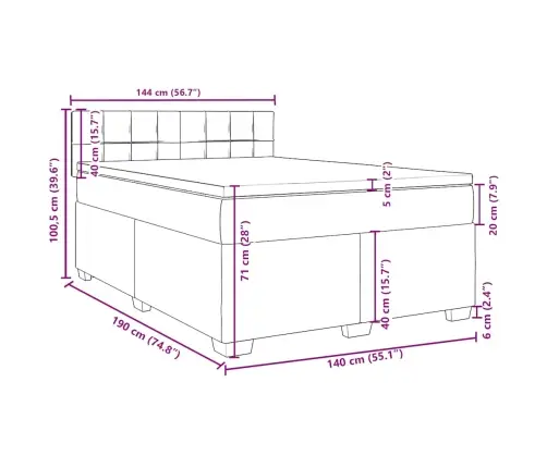 Lova Su Spyruoklėmis Ir Čiužiniu, Mėlyna, 140X190 cm Audinys