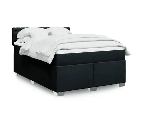 Atsperu Gulta Ar Matraci, Melna Audums, 140X190 Cm Vidaxl