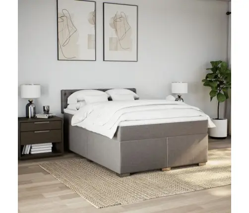 Lova Su Spyruoklėmis Ir Čiužiniu, Taupe, 140X190 cm Audinys