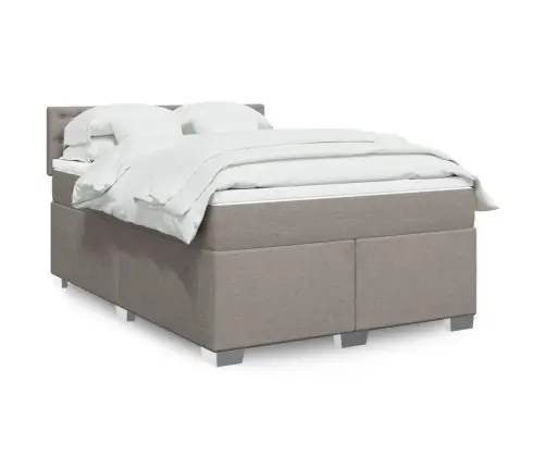 Lova Su Spyruoklėmis Ir Čiužiniu, Taupe, 140X190 cm Audinys