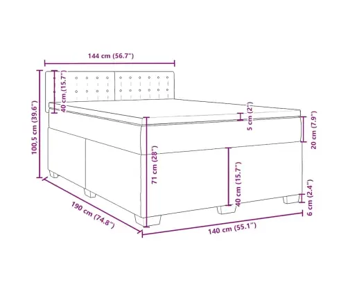 Atsperu Gulta Ar Matraci, Krēmkrāsas Audums, 140X190 Cm Vidaxl