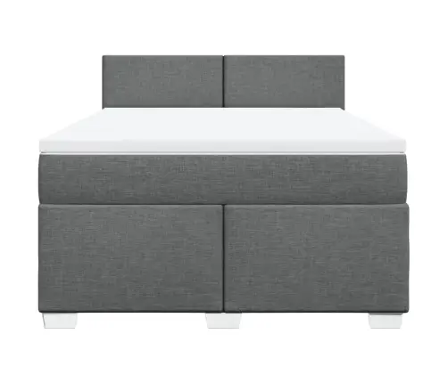 Atsperu Gulta Ar Matraci, Tumši Pelēka, 140X200 Cm, Audums Vidaxl