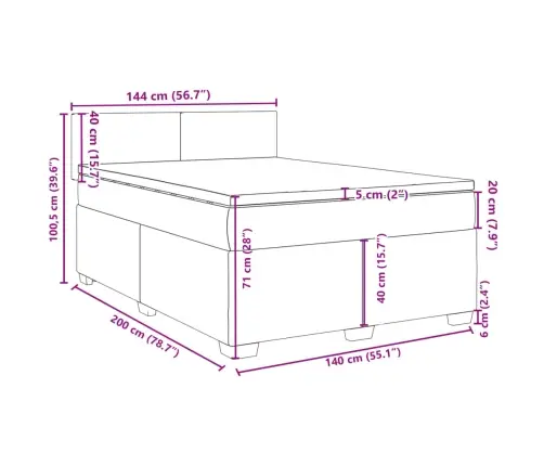 Kontinentaalvoodi Madratsiga, Tumepruun, 140X200 cm Kangas
