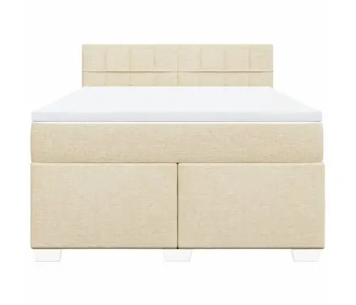 Atsperu Gulta Ar Matraci, Krēmkrāsas, 140X200 Cm, Audums Vidaxl