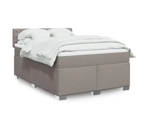 Atsperu Gulta Ar Matraci, Pelēkbrūns, 140X200 Cm, Audums Vidaxl