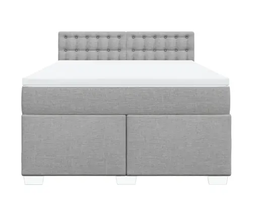 Atsperu Gultas Rāmis Ar Matraci, Gaiši Pelēka Audums, 140X200Cm Vidaxl