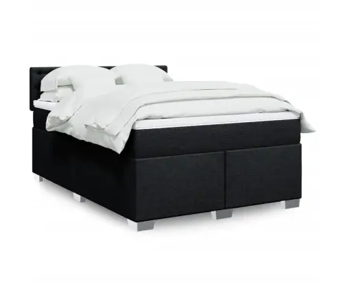 Lova Su Spyruoklėmis Ir Čiužiniu, Juoda, 140X200 cm Audinys