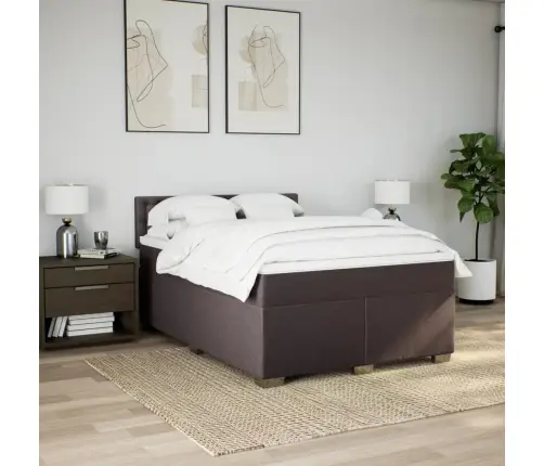 Lova Su Spyruoklėmis Ir Čiužiniu, Ruda, 140X200 cm Audinys