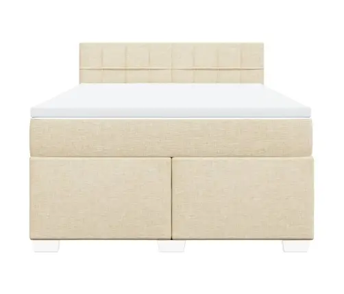 Atsperu Gulta Ar Matraci, Krēmkrāsas, 160X200 Cm, Audums Vidaxl