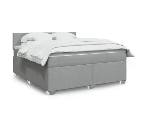 Lova Su Spyruoklėmis Ir Čiužiniu, Pilka, 180X200cm Audinys