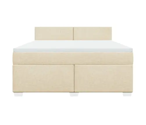 Lova Su Spyruoklėmis Ir Čiužiniu, Kreminė, 180X200 cm Audinys