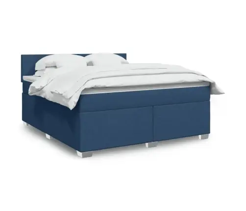 Lova Su Spyruoklėmis Ir Čiužiniu, Mėlyna, 180X200 cm Audinys