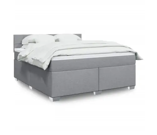 Lova Su Spyruoklėmis Ir Čiužiniu, Pilka, 180X200cm Audinys